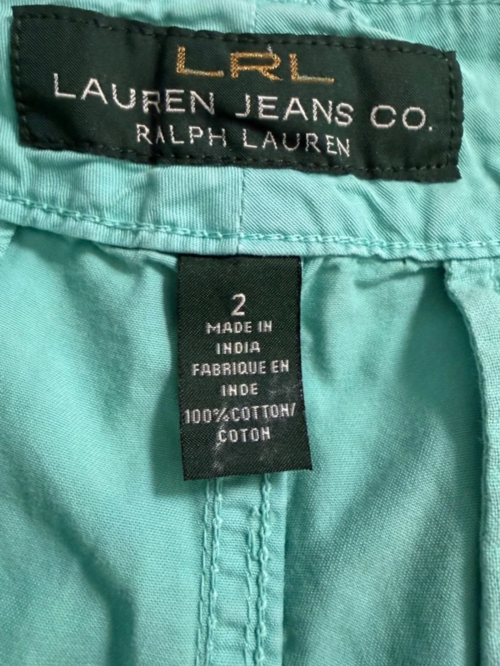 LAUREN JEANS CO. BY RALPH LAUREN‎ Classic Straight Cotton Pants Mint Green Sz 2